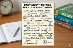 Daily Study Timetable for Class 8–10 Students Daily Study Timetable for Class 8–10 Students